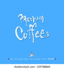Hand drawn cafe poster illustration - vector / blue version