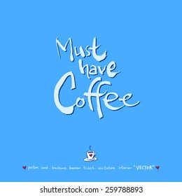 Hand drawn cafe poster illustration - vector / blue version