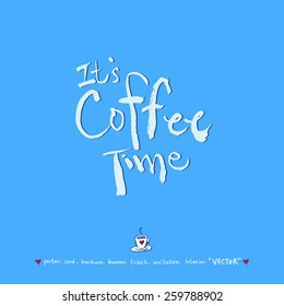 Hand drawn cafe poster illustration - vector / blue version