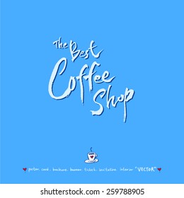 Hand drawn cafe poster illustration - vector / blue version