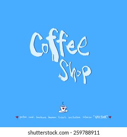 Hand drawn cafe poster illustration - vector / blue version