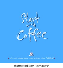 Hand drawn cafe poster illustration - vector / blue version