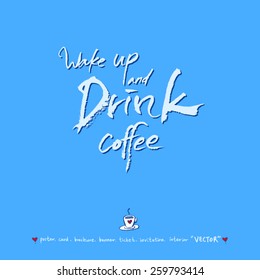 Hand drawn cafe poster illustration - vector / blue version