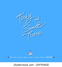 Hand drawn cafe poster illustration - vector / blue version