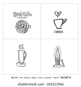 Hand drawn cafe poster illustration - vector