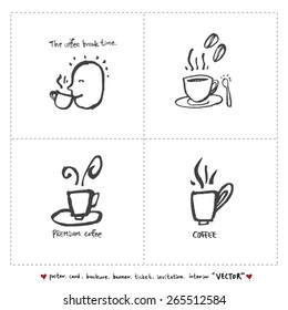 Hand drawn cafe poster illustration - vector