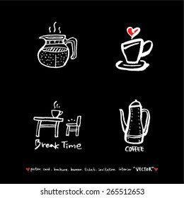 Hand drawn cafe poster illustration - vector