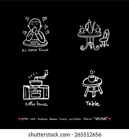 Hand drawn cafe poster illustration - vector