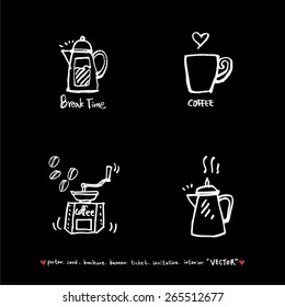 Hand drawn cafe poster illustration - vector