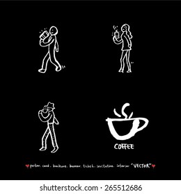 Hand drawn cafe poster illustration - vector