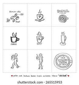 Hand drawn cafe poster illustration - vector