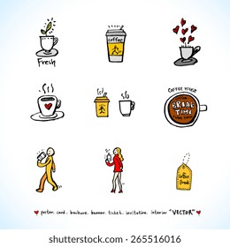 Hand drawn cafe poster illustration - vector