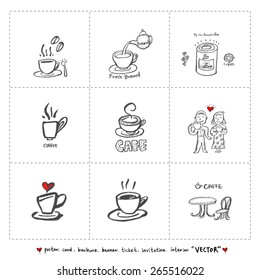Hand drawn cafe poster illustration - vector
