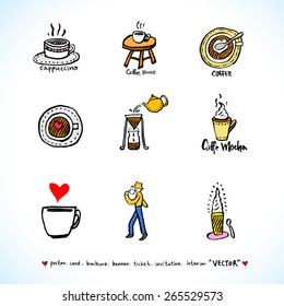 Hand drawn cafe poster illustration - vector