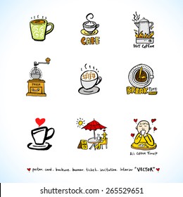 Hand drawn cafe poster illustration - vector