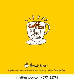 Hand drawn cafe poster illustration - vector