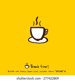Hand drawn cafe poster illustration - vector