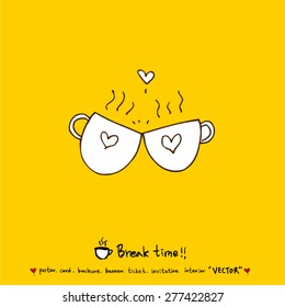 Hand drawn cafe poster illustration - vector