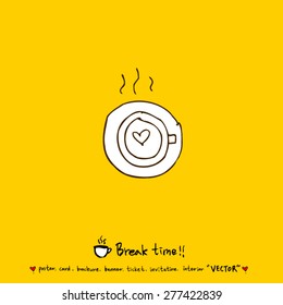 Hand drawn cafe poster illustration - vector