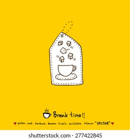 Hand drawn cafe poster illustration - vector