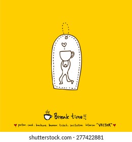 Hand drawn cafe poster illustration - vector