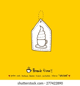 Hand drawn cafe poster illustration - vector