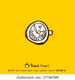 Hand drawn cafe poster illustration - vector