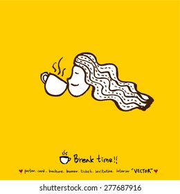 Hand drawn cafe poster illustration - vector