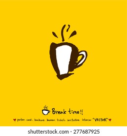 Hand drawn cafe poster illustration - vector