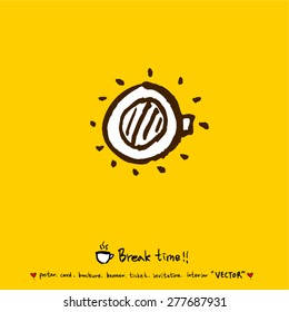 Hand drawn cafe poster illustration - vector