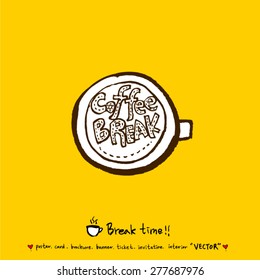 Hand drawn cafe poster illustration - vector