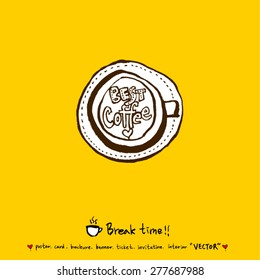Hand drawn cafe poster illustration - vector