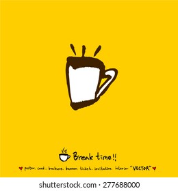 Hand drawn cafe poster illustration - vector