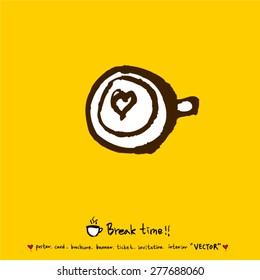Hand drawn cafe poster illustration - vector