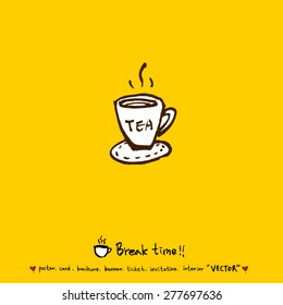 Hand drawn cafe poster illustration - vector