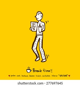 Hand drawn cafe poster illustration - vector