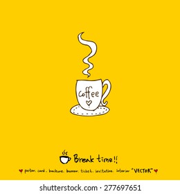 Hand drawn cafe poster illustration - vector