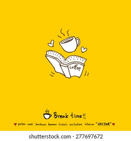 Hand drawn cafe poster illustration - vector