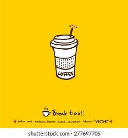 Hand drawn cafe poster illustration - vector