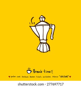 Hand drawn cafe poster illustration - vector