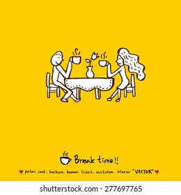 Dibujo de afiche de café dibujado a mano - vector