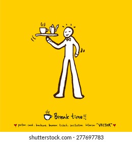 Hand drawn cafe poster illustration - vector