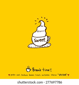 Hand drawn cafe poster illustration - vector