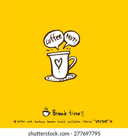 Hand drawn cafe poster illustration - vector