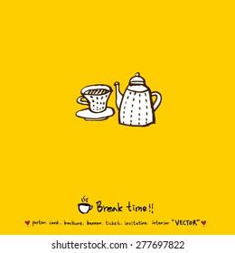 Hand drawn cafe poster illustration - vector