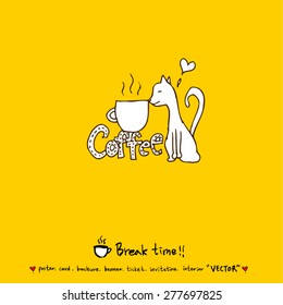 Hand drawn cafe poster illustration - vector