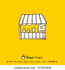 Hand drawn cafe poster illustration - vector