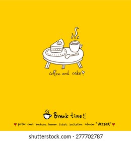 Hand drawn cafe poster illustration - vector