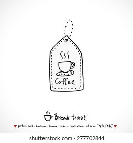 Hand drawn cafe poster illustration - vector