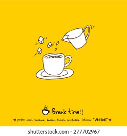 Hand drawn cafe poster illustration - vector